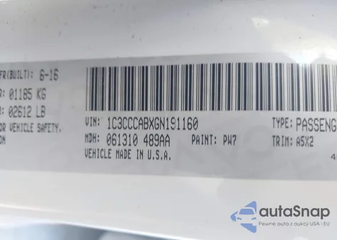 2016 Chrysler 200 Limited from USA, damaged, VIN 1C3CCCABXGN191160